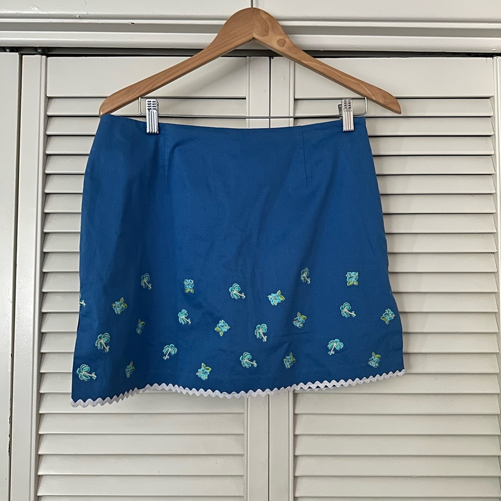 Island Republic Blue Mini Skort Scalloped Trim EUC